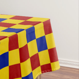 Red Yellow Blue Checkered Pattern Design Tablecloth