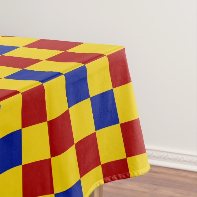 Red Yellow Blue Checkered Pattern Design  Tablecloth (In Situ)