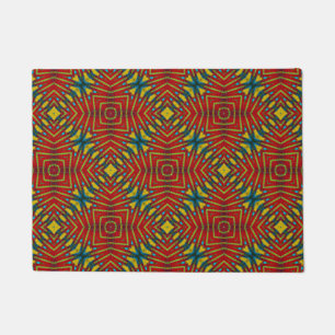Red Yellow Blue Colorful Hippie Boho Unique Tribal Doormat