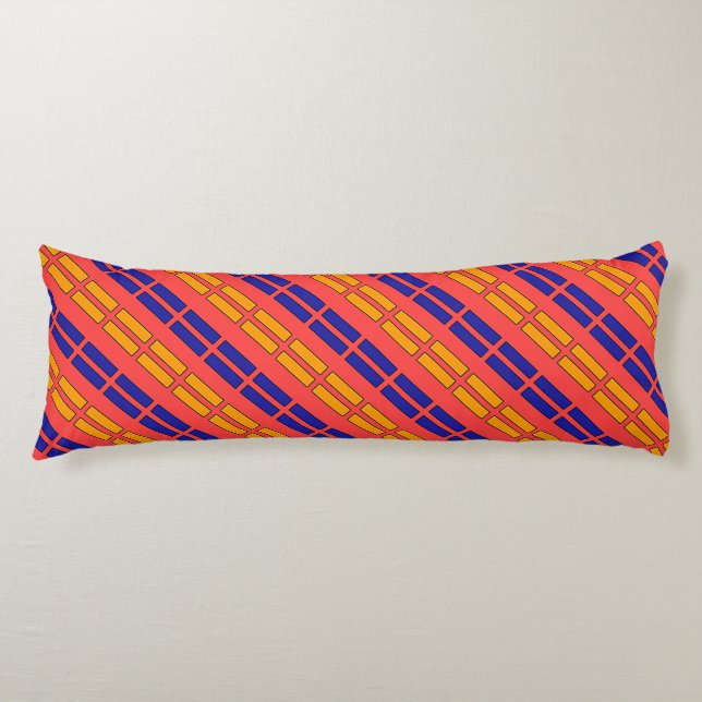 Red + Yellow Blue Dashes   Body Pillow (Front)
