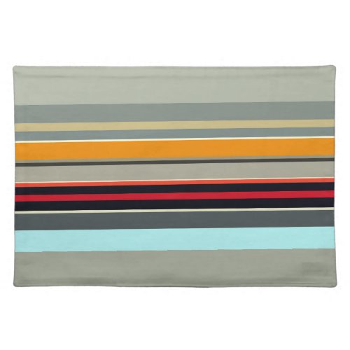 Red Yellow Blue Gray Multicolored Striped Pattern Cloth Placemat