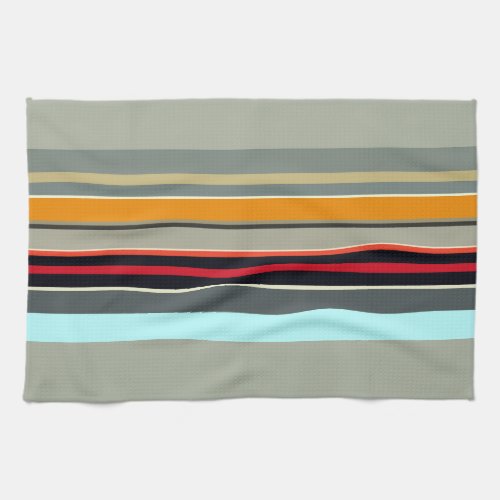 Red Yellow Blue Gray Multicolored Striped Pattern Kitchen Towel
