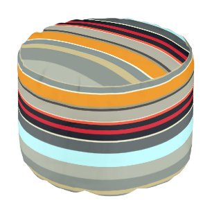 Red Yellow Blue Gray Multicolored Striped Pattern Pouf