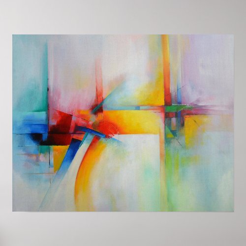 Red Yellow Blue Green Abstract Painting Poster