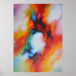 Red Yellow Blue Green Abstract Painting Poster