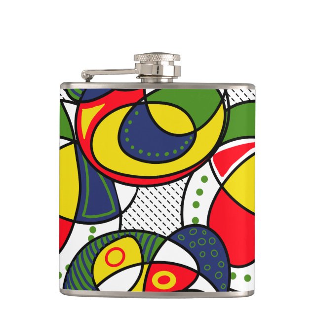 Red Yellow Blue Green Beach Ball Flask (Front)