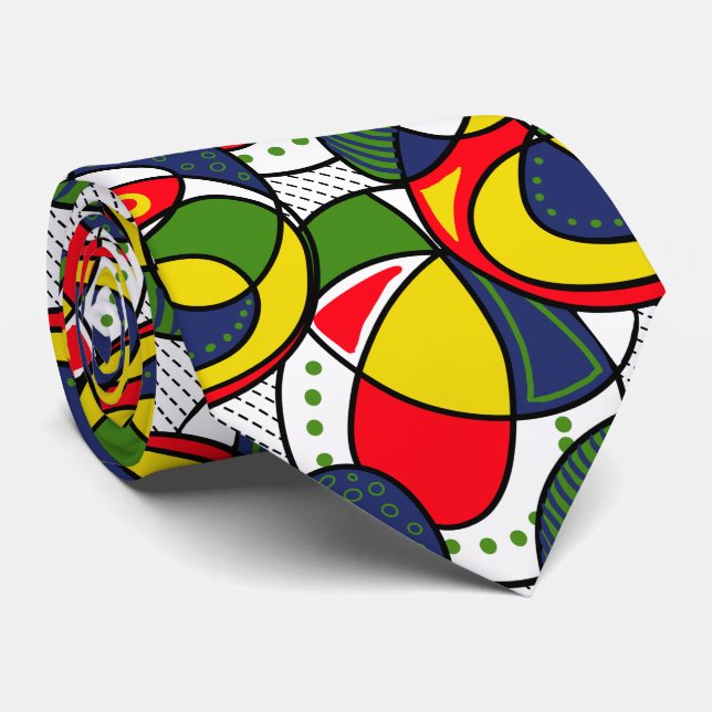 Red Yellow Blue Green Beach Ball Neck Tie (Rolled)