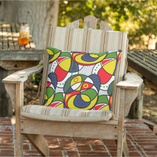 Red Yellow Blue Green Beach Ball Outdoor Pillow