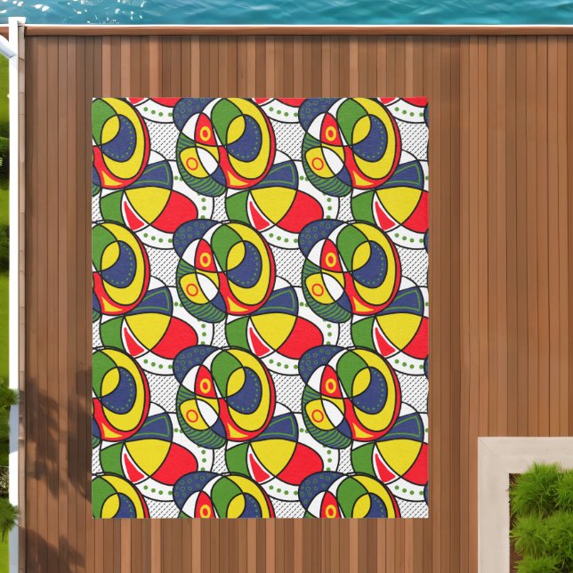 Red Yellow Blue Green Beach Ball  Outdoor Rug (Insitu (Outdoor 2))