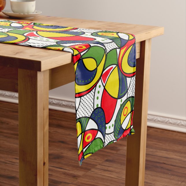 Red Yellow Blue Green Beach Ball Short Table Runner (In Situ)