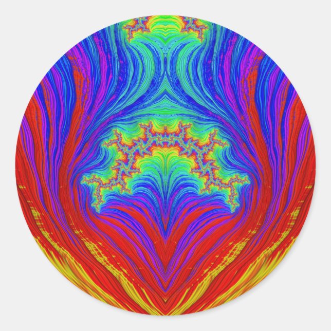 Red Yellow Blue Green ~ Classic Round Sticker (Front)