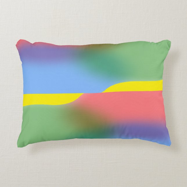 Red Yellow Blue Green Color Waves Reflection Accent Pillow (Front)