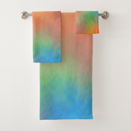 Red Yellow Blue Green Colors Abstract Art Template Bath Towel Set
