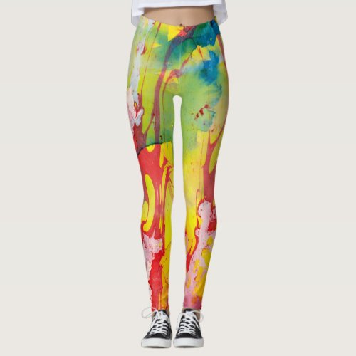 Red Yellow Blue Green Modern Colorful Template Leggings