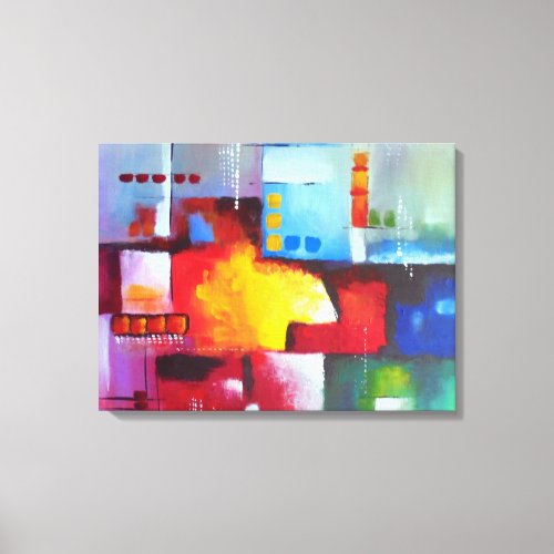 Red Yellow Blue Green Purple Abstract Painting Canvas Print
