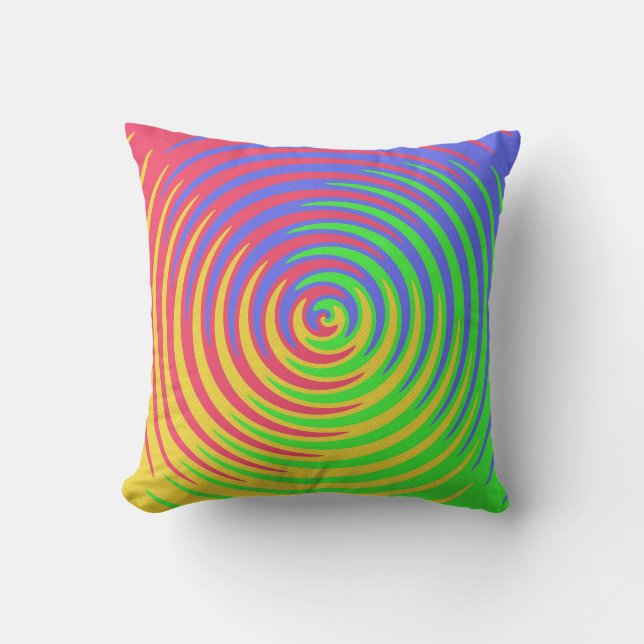 Red Yellow Blue Green Rainbow Outdoor Pillow (Front)