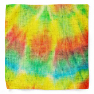 Red yellow blue green tie dye bandana
