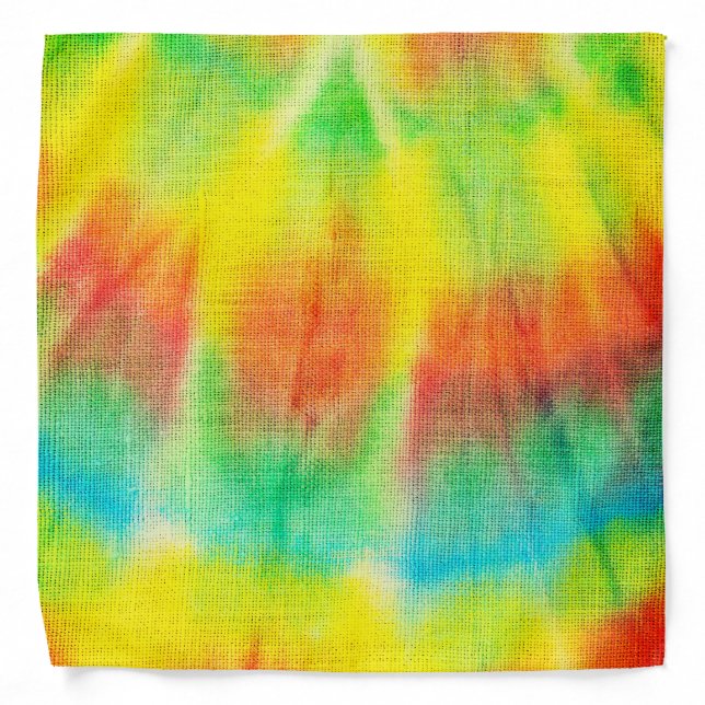 Red yellow blue green tie dye bandana (Front)