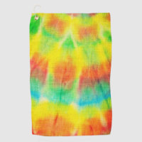 Red yellow blue green tie dye golf towel