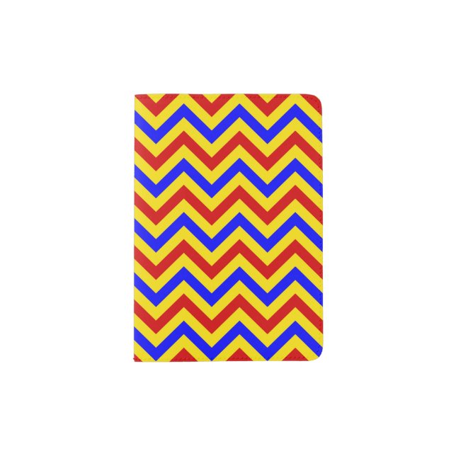 Red, Yellow, Blue LG Chevron ZigZag Pattern Passport Holder (Front)