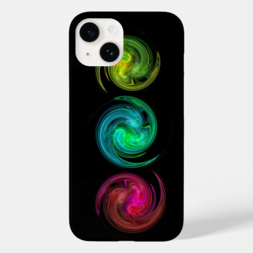 RED YELLOW BLUE LIGHT VORTEX Fractal Art Black Case_Mate iPhone 14 Case