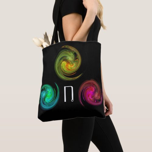 RED YELLOW BLUE LIGHT VORTEX Monogram Black Tote Bag