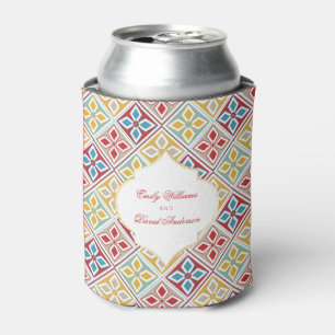 Red Yellow Blue Moroccan Tiles Pattern  Can Cooler