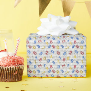 Red Yellow Blue Number Black White Wrapping Paper