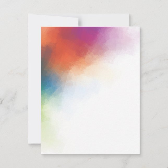 Red Yellow Blue Purple Green Modern Abstract Art Note Card (Front)