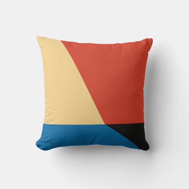 Red Yellow Blue Shadow Geometric Art Throw Pillow (Front)