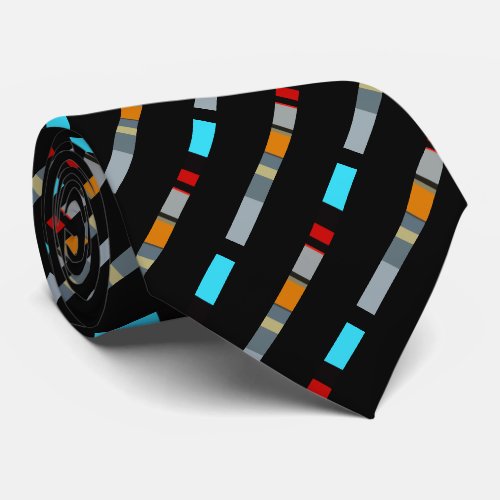 Red Yellow Blue Silver Multicolor Pattern Neck Tie