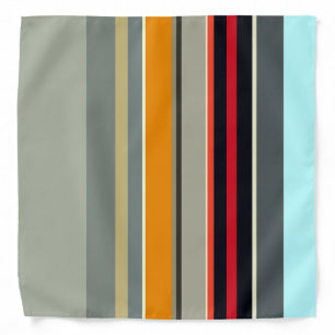 Red Yellow Blue Silver Multicolor Striped Pattern Bandana