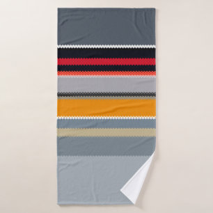 Red Yellow Blue Silver Multicolor Striped Pattern Bath Towel