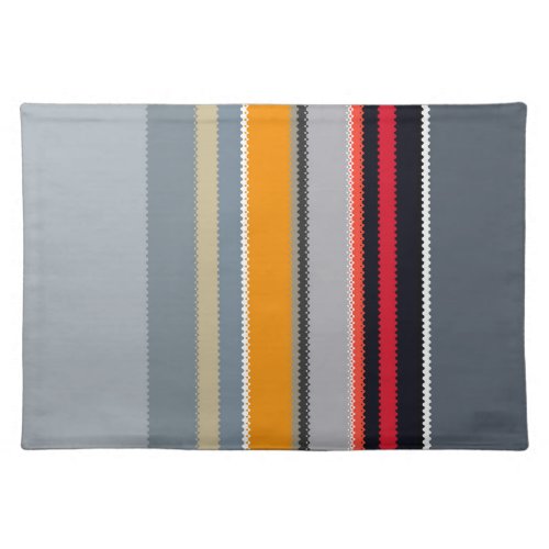 Red Yellow Blue Silver Multicolor Striped Pattern Cloth Placemat