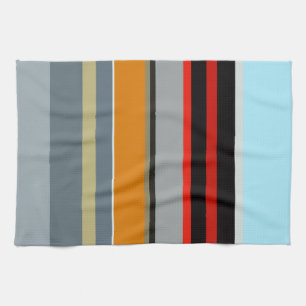 Red Yellow Blue Silver Multicolor Striped Pattern Kitchen Towel