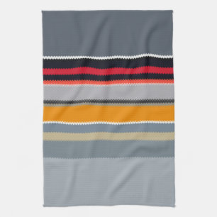Red Yellow Blue Silver Multicolor Striped Pattern Kitchen Towel