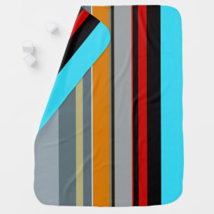 Red Yellow Blue Silver Multicolor Striped Pattern Stroller Blanket