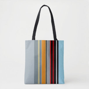Red Yellow Blue Silver Multicolor Striped Pattern Tote Bag