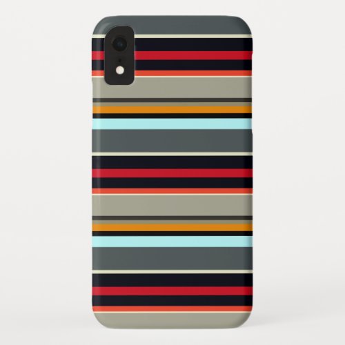 Red Yellow Blue Silver Multicolored Stripes iPhone XR Case