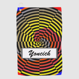 Red Yellow Blue Spiral by Kenneth Yoncich Golf Towel