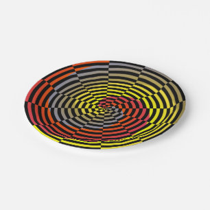 Red Yellow Blue Spiral by Kenneth Yoncich Paper Plates