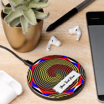 Red Yellow Blue Spiral By Kenneth Yoncich Wireless Charger by KennethYoncich at Zazzle
