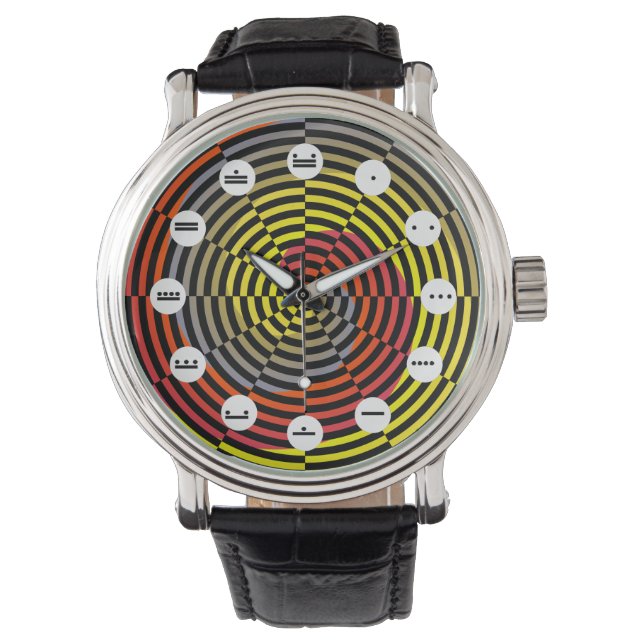 Red Yellow Blue Spiral (Mayan) by Kenneth Yoncich Watch (Front)