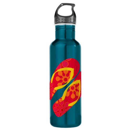 Red Yellow Blue Summer Beach Theme Flip Flops Water Bottle