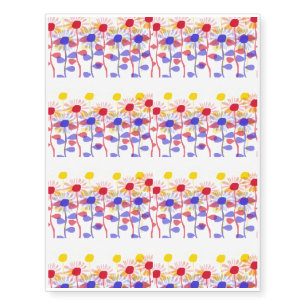 Red Yellow Blue Sunflowers Temporary Tattoos