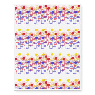 Red Yellow Blue Sunflowers Temporary Tattoos