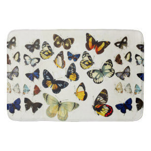 RED YELLOW BLUE WHITE BUTTERFLIES Beauty Nature Bath Mat