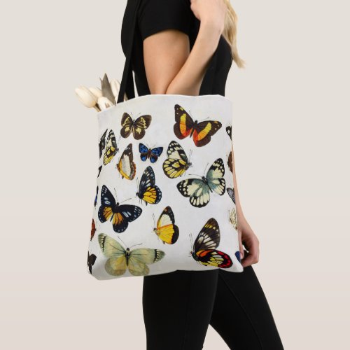 RED YELLOW BLUE WHITE BUTTERFLIES Beauty Nature Tote Bag
