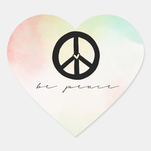 Red Yellow Blush Tie Dye Peace Heart Sticker (Front)