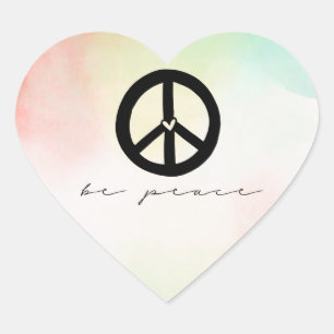 Red Yellow Blush Tie Dye Peace Heart Sticker